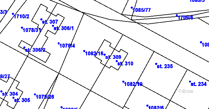 Parcela st. 309 v KÚ Čečelice, Katastrální mapa