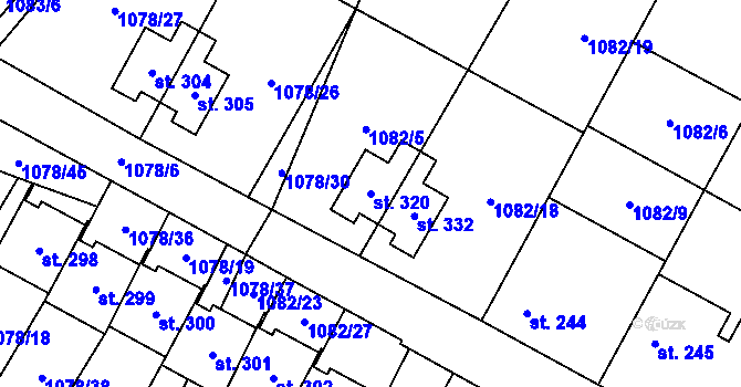Parcela st. 320 v KÚ Čečelice, Katastrální mapa