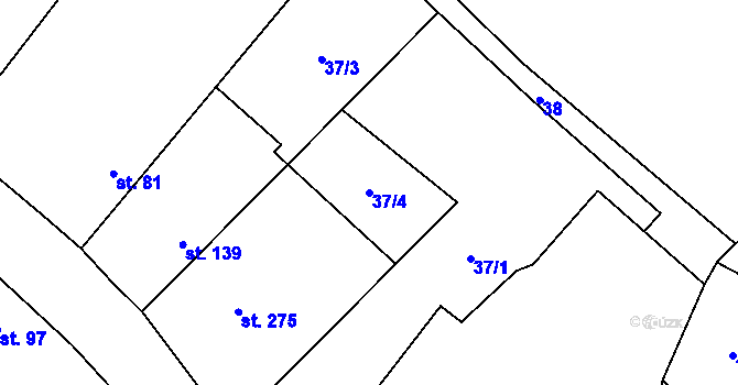 Parcela st. 37/4 v KÚ Čečelice, Katastrální mapa
