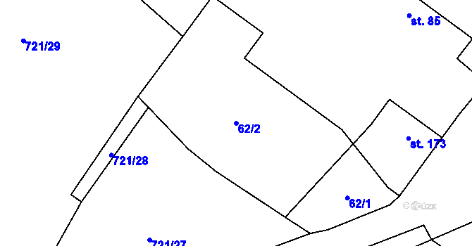 Parcela st. 62/2 v KÚ Čečelice, Katastrální mapa