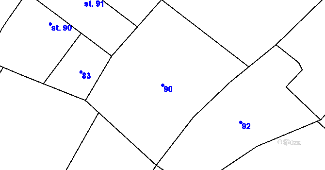 Parcela st. 90 v KÚ Čečelice, Katastrální mapa
