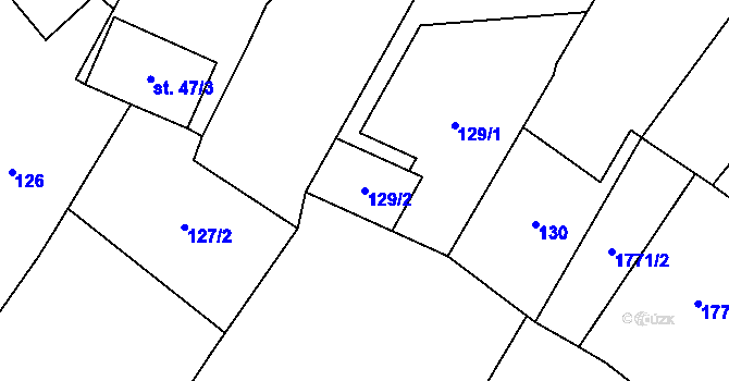 Parcela st. 129/2 v KÚ Čečelice, Katastrální mapa