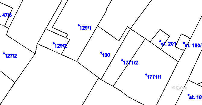Parcela st. 130 v KÚ Čečelice, Katastrální mapa