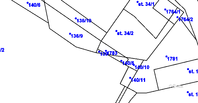 Parcela st. 139 v KÚ Čečelice, Katastrální mapa