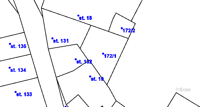 Parcela st. 172/1 v KÚ Čečelice, Katastrální mapa