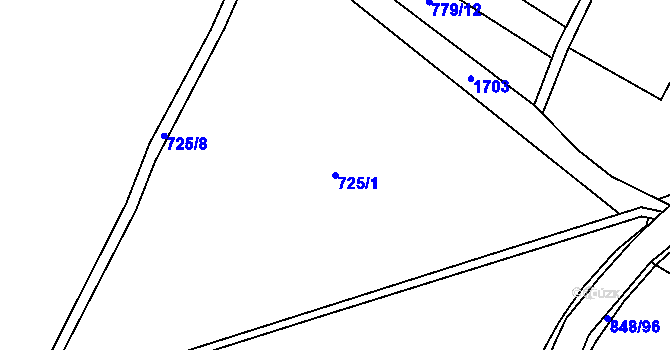 Parcela st. 725/1 v KÚ Čečelice, Katastrální mapa