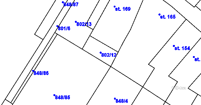 Parcela st. 802/12 v KÚ Čečelice, Katastrální mapa