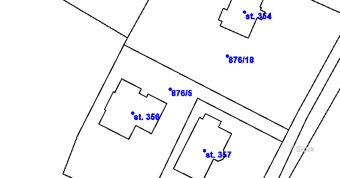Parcela st. 876/5 v KÚ Čečelice, Katastrální mapa