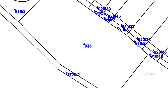 Parcela st. 933 v KÚ Čečelice, Katastrální mapa