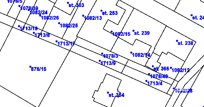 Parcela st. 1078/3 v KÚ Čečelice, Katastrální mapa