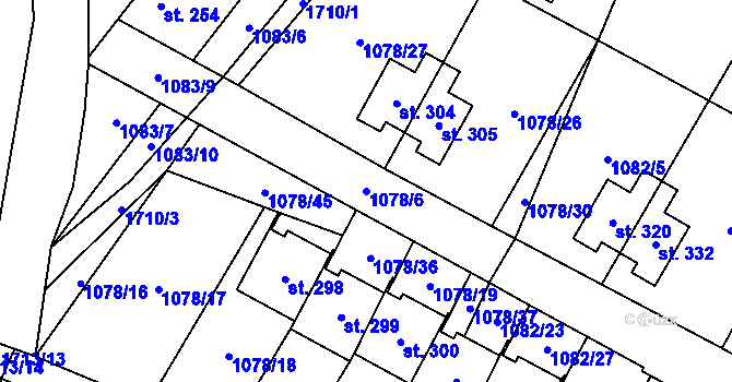 Parcela st. 1078/6 v KÚ Čečelice, Katastrální mapa