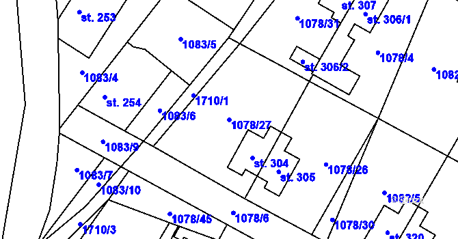Parcela st. 1078/27 v KÚ Čečelice, Katastrální mapa