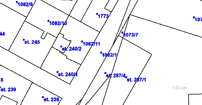 Parcela st. 1082/1 v KÚ Čečelice, Katastrální mapa