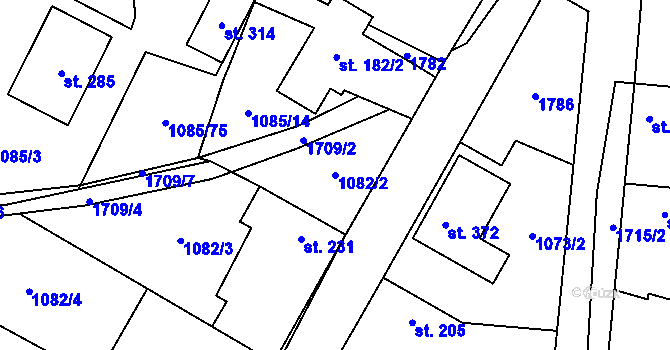 Parcela st. 1082/2 v KÚ Čečelice, Katastrální mapa