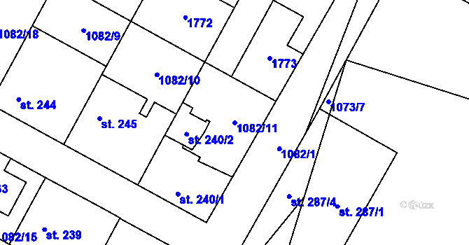 Parcela st. 1082/11 v KÚ Čečelice, Katastrální mapa