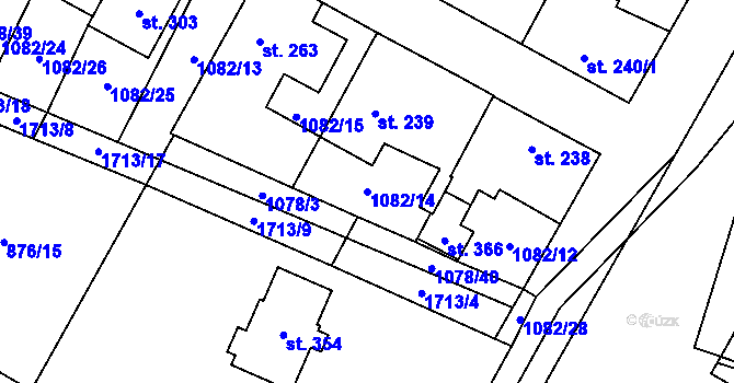 Parcela st. 1082/14 v KÚ Čečelice, Katastrální mapa