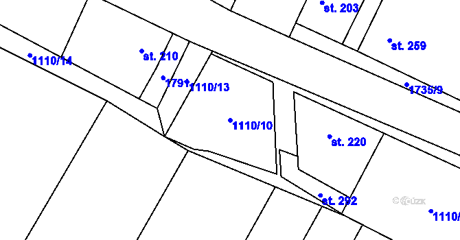 Parcela st. 1110/10 v KÚ Čečelice, Katastrální mapa