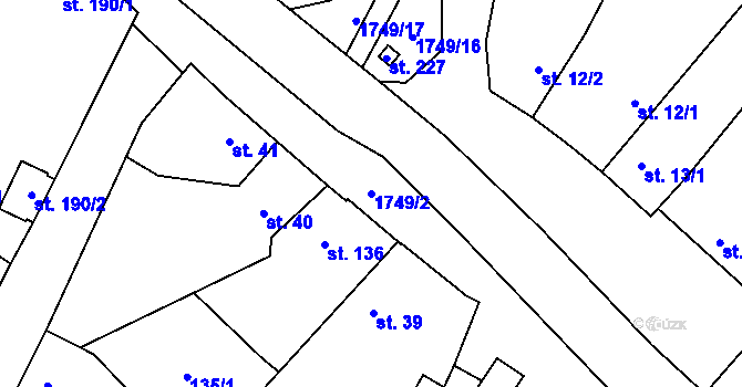 Parcela st. 1749/2 v KÚ Čečelice, Katastrální mapa