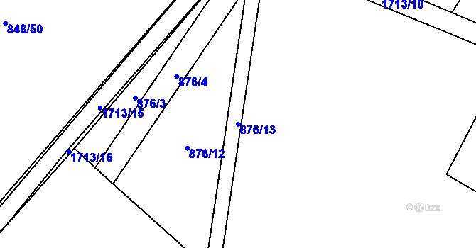 Parcela st. 876/13 v KÚ Čečelice, Katastrální mapa