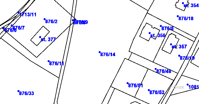 Parcela st. 876/14 v KÚ Čečelice, Katastrální mapa