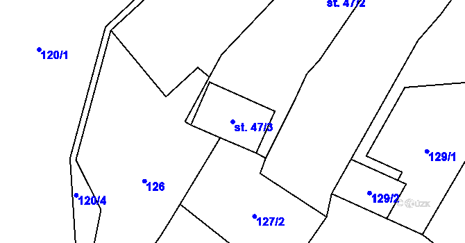 Parcela st. 47/3 v KÚ Čečelice, Katastrální mapa