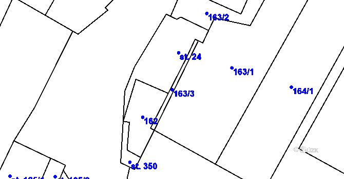 Parcela st. 163/3 v KÚ Čečelice, Katastrální mapa