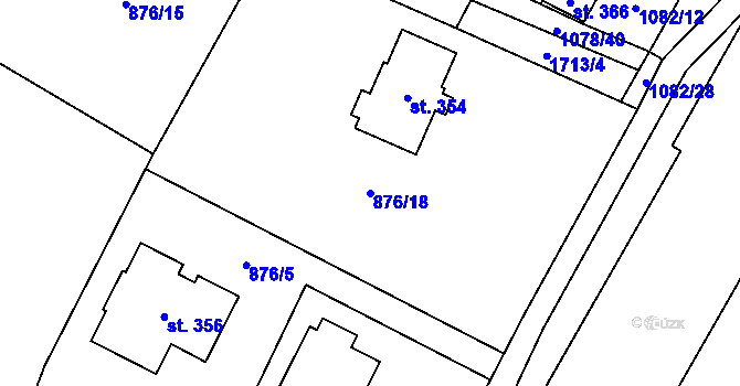 Parcela st. 876/18 v KÚ Čečelice, Katastrální mapa