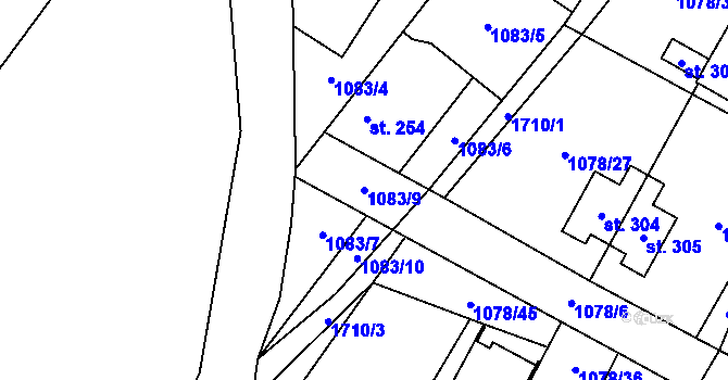 Parcela st. 1083/9 v KÚ Čečelice, Katastrální mapa