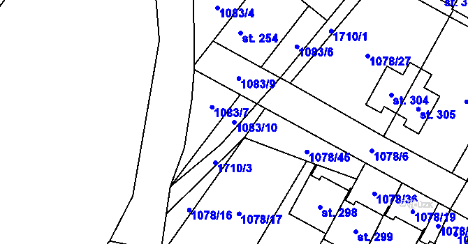 Parcela st. 1083/10 v KÚ Čečelice, Katastrální mapa