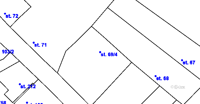 Parcela st. 69/4 v KÚ Čečelice, Katastrální mapa