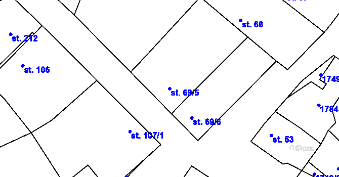 Parcela st. 69/5 v KÚ Čečelice, Katastrální mapa