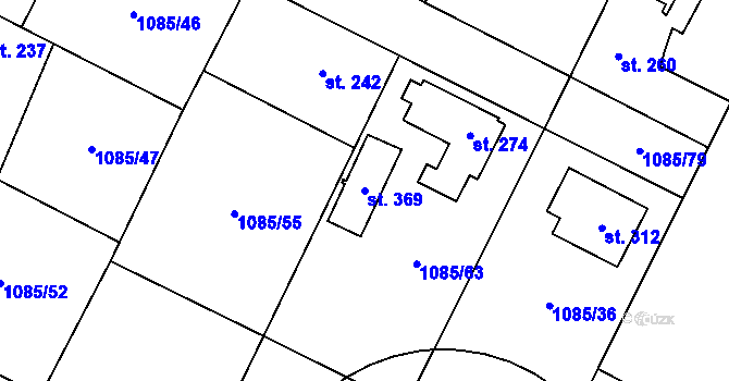 Parcela st. 369 v KÚ Čečelice, Katastrální mapa