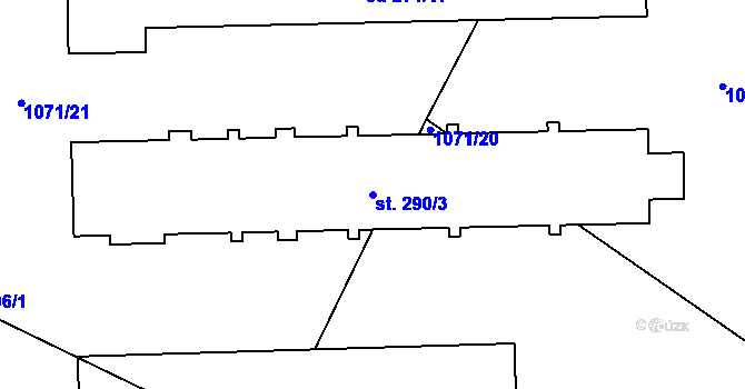 Parcela st. 290/3 v KÚ Čečelice, Katastrální mapa