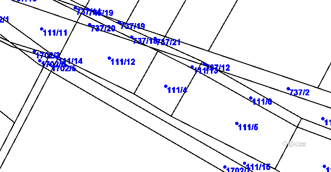 Parcela st. 111/4 v KÚ Čečelice, Katastrální mapa