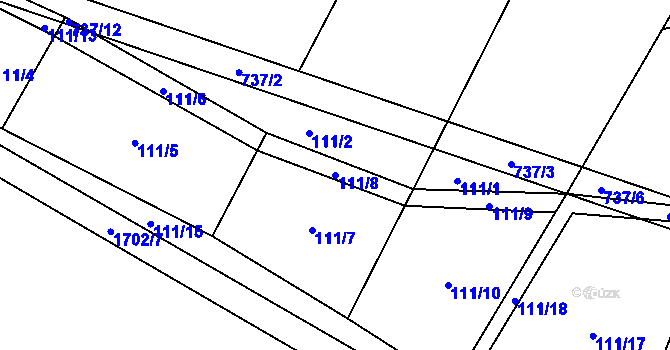 Parcela st. 111/8 v KÚ Čečelice, Katastrální mapa