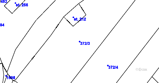 Parcela st. 372/3 v KÚ Čečelice, Katastrální mapa