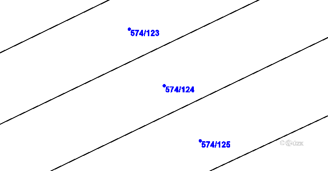 Parcela st. 574/124 v KÚ Čečelice, Katastrální mapa