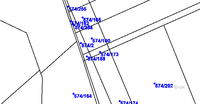 Parcela st. 574/173 v KÚ Čečelice, Katastrální mapa