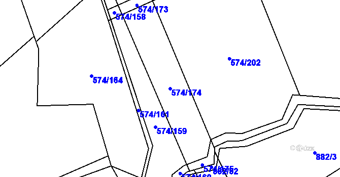 Parcela st. 574/174 v KÚ Čečelice, Katastrální mapa