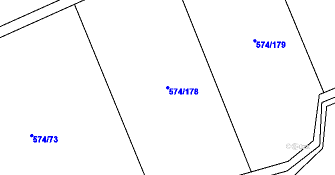 Parcela st. 574/178 v KÚ Čečelice, Katastrální mapa