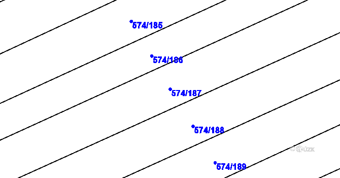 Parcela st. 574/187 v KÚ Čečelice, Katastrální mapa