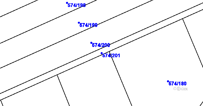 Parcela st. 574/201 v KÚ Čečelice, Katastrální mapa