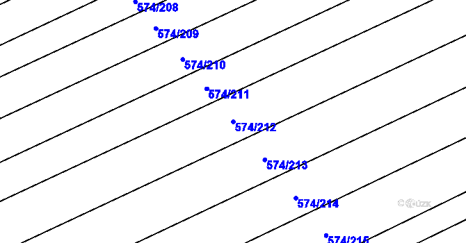 Parcela st. 574/212 v KÚ Čečelice, Katastrální mapa