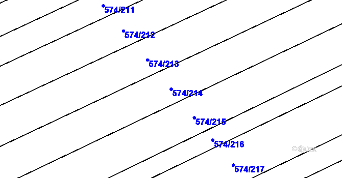 Parcela st. 574/214 v KÚ Čečelice, Katastrální mapa