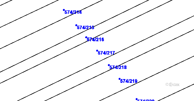 Parcela st. 574/217 v KÚ Čečelice, Katastrální mapa