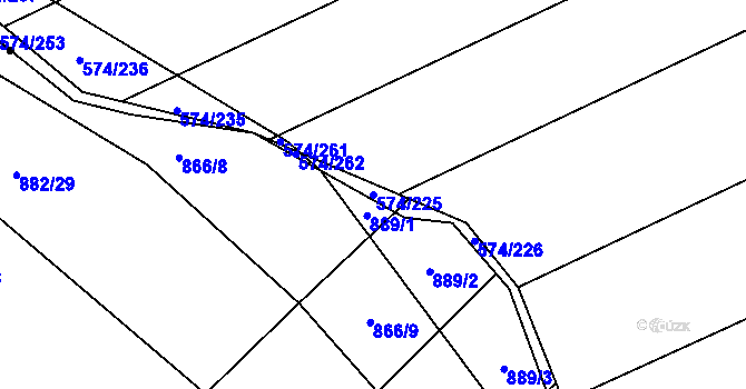 Parcela st. 574/225 v KÚ Čečelice, Katastrální mapa