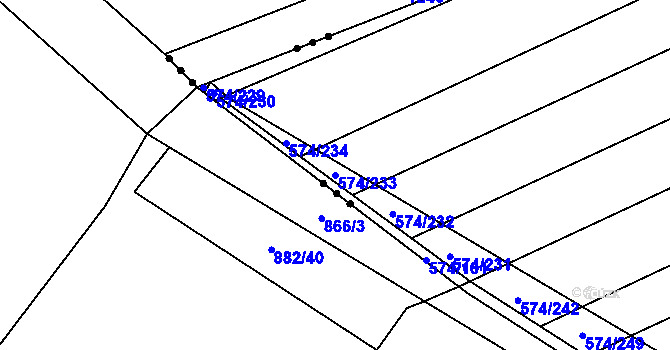 Parcela st. 574/233 v KÚ Čečelice, Katastrální mapa