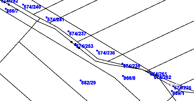 Parcela st. 574/236 v KÚ Čečelice, Katastrální mapa