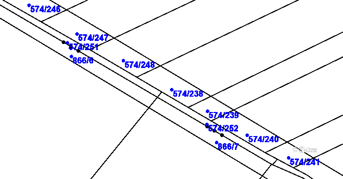 Parcela st. 574/238 v KÚ Čečelice, Katastrální mapa