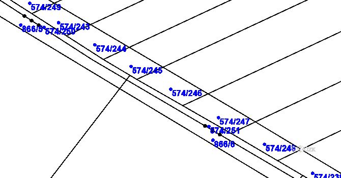 Parcela st. 574/246 v KÚ Čečelice, Katastrální mapa